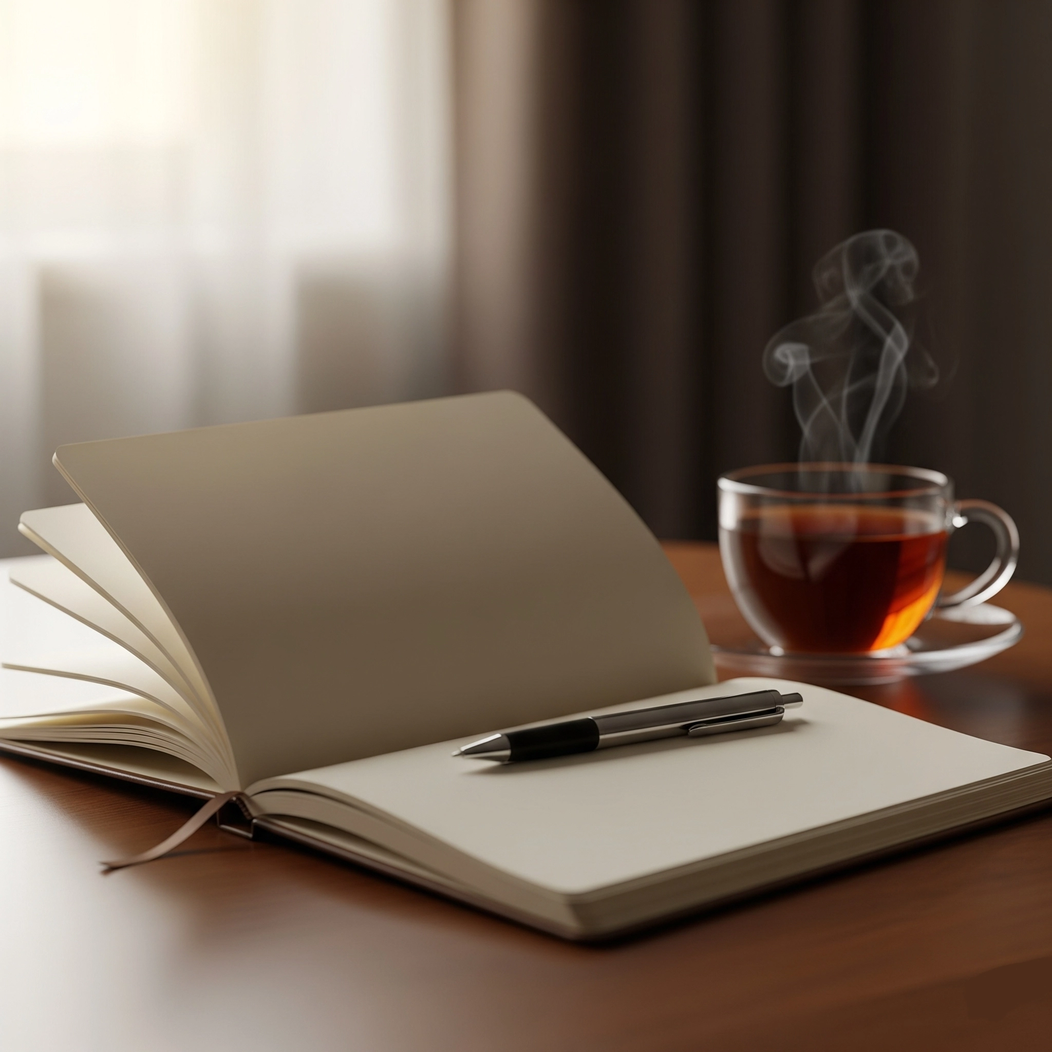 Carnet ouvert et ambiance calme illustrant l’écriture introspective